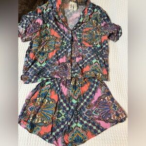 Jessica Simpson Colorful Paisley Print Shirt and Shorts Swim cover